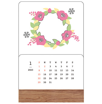 ミドリのカレンダー 2023年版 季節をのぞくカレンダー 花柄