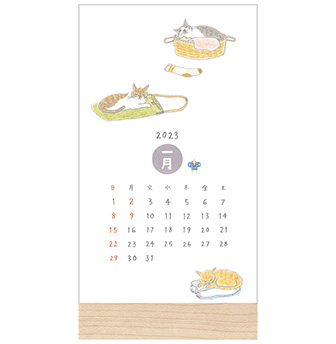 ミドリのカレンダー 2023年版 スタンドカレンダー ネコ柄