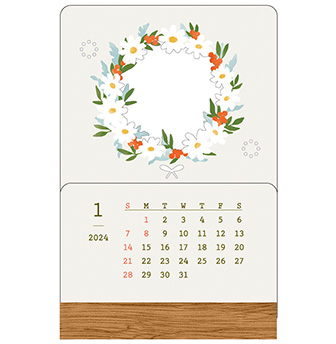 ミドリのカレンダー 2024年版 季節をのぞくカレンダー 花柄