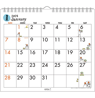 ミドリのカレンダー 2024年版 壁掛カレンダー＜L＞ オジサン柄