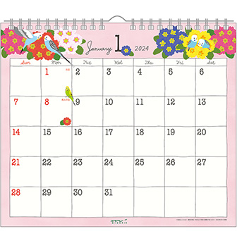 ミドリのカレンダー 2024年版 壁掛カレンダー＜L＞ トリ柄