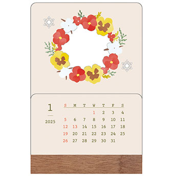 ミドリのカレンダー 2025年版 季節をのぞくカレンダー 花柄