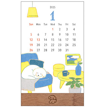 ミドリのカレンダー 2025年版 スタンドカレンダー イヌ柄