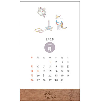 ミドリのカレンダー 2025年版 スタンドカレンダー ネコ柄