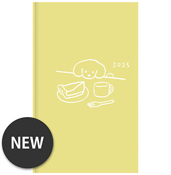 ミドリの手帳・ダイアリー 2025年版 本型ダイアリー イヌ柄 黄色
