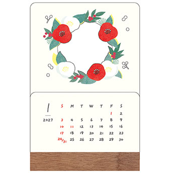  季節をのぞくカレンダー 花柄