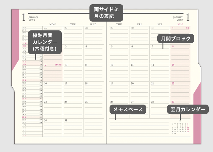 使い勝手のいい月間ブロック