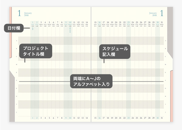 22年版手帳 ダブルスケジュール 進行 A5 紺 ミドリオンラインストア