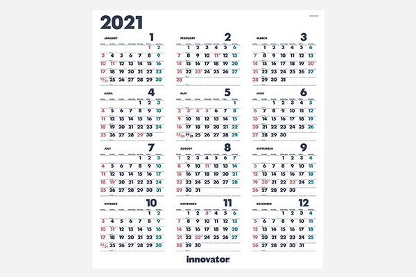 21年版カレンダー イノベーター カレンダーポスター ミドリオンラインストア