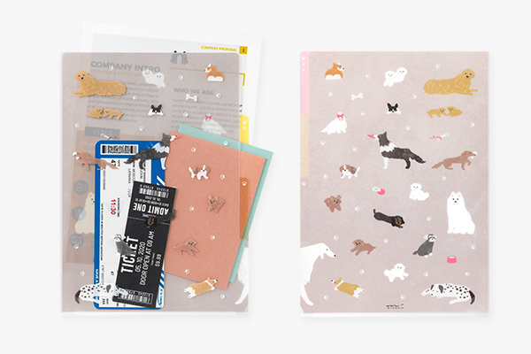 クリアファイル｜3ポケットクリアホルダー＜A4＞ イヌ柄A(35667006