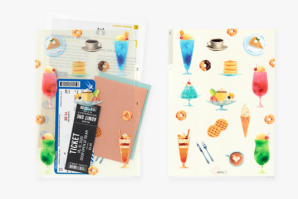 クリアファイル｜3ポケットクリアホルダー＜A4＞ 喫茶店柄(35670006