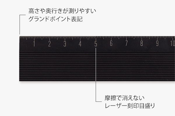 定規｜アルミ定規＜30cm＞ ノンスリップ 黒(42279006)｜ミドリ