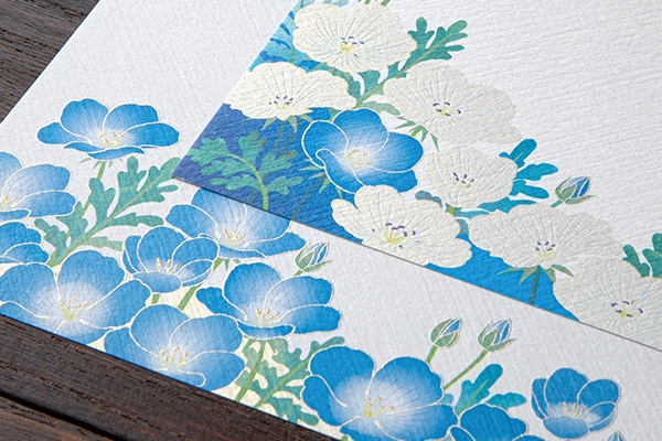 便箋｜紙シリーズ｜便箋 シルク ネモフィラ柄(81023006)｜ミドリ