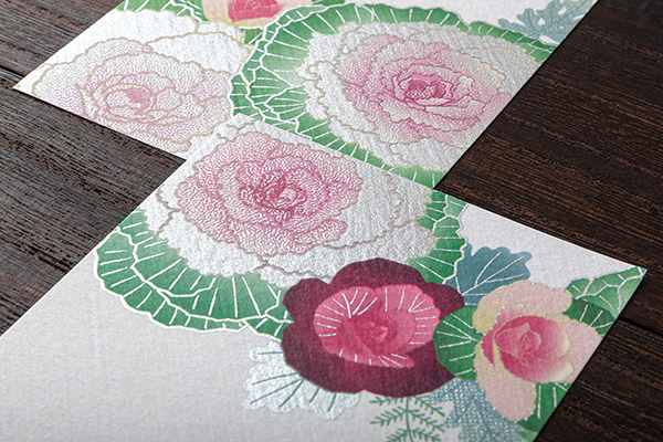 一筆箋｜紙シリーズ｜一筆箋 シルク 葉牡丹リース柄(89597006