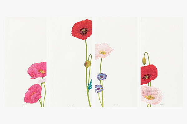 一筆箋｜紙シリーズ｜一筆箋 4柄入 ポピー柄(89599006)｜ミドリ